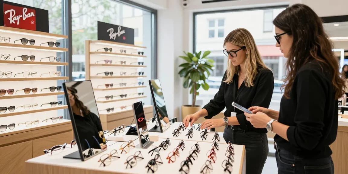 Cliente explorando lentes de grau elegantes na Ótica FagLux, mostrando estilo e qualidade.