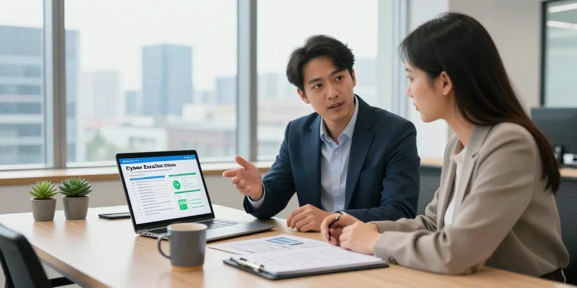 Engaging discussion on cyber essentials vs cyber essentials plus in a modern office setting