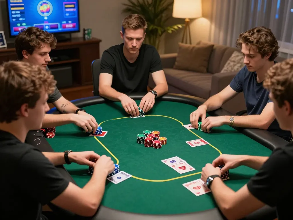 Players enjoying an intense poker game on Oxbet, showcasing strategy and excitement in an online setting.