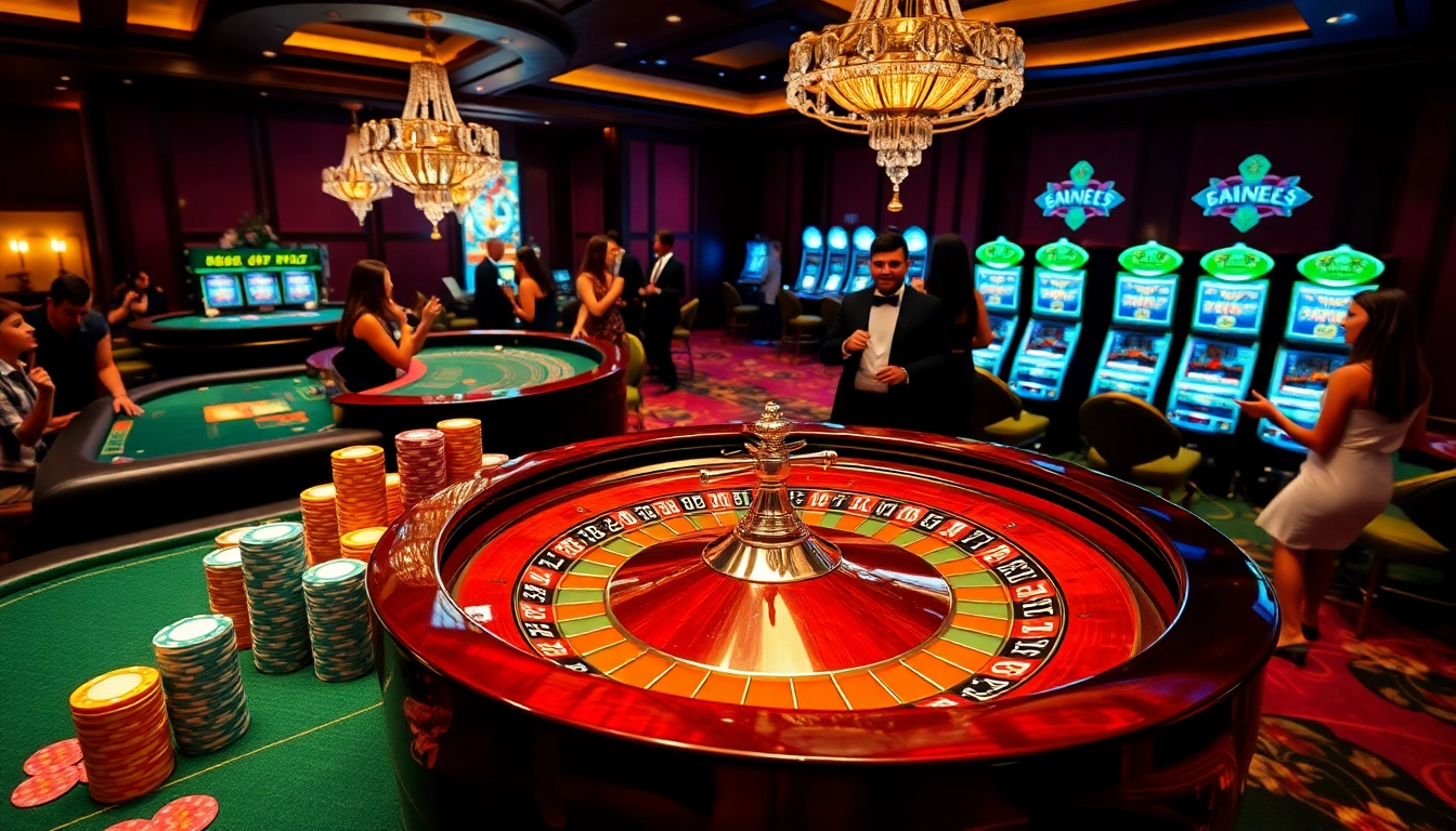 Players enjoying roulette at https://xx88.uk.com/, surrounded by vibrant casino decor and excitement.