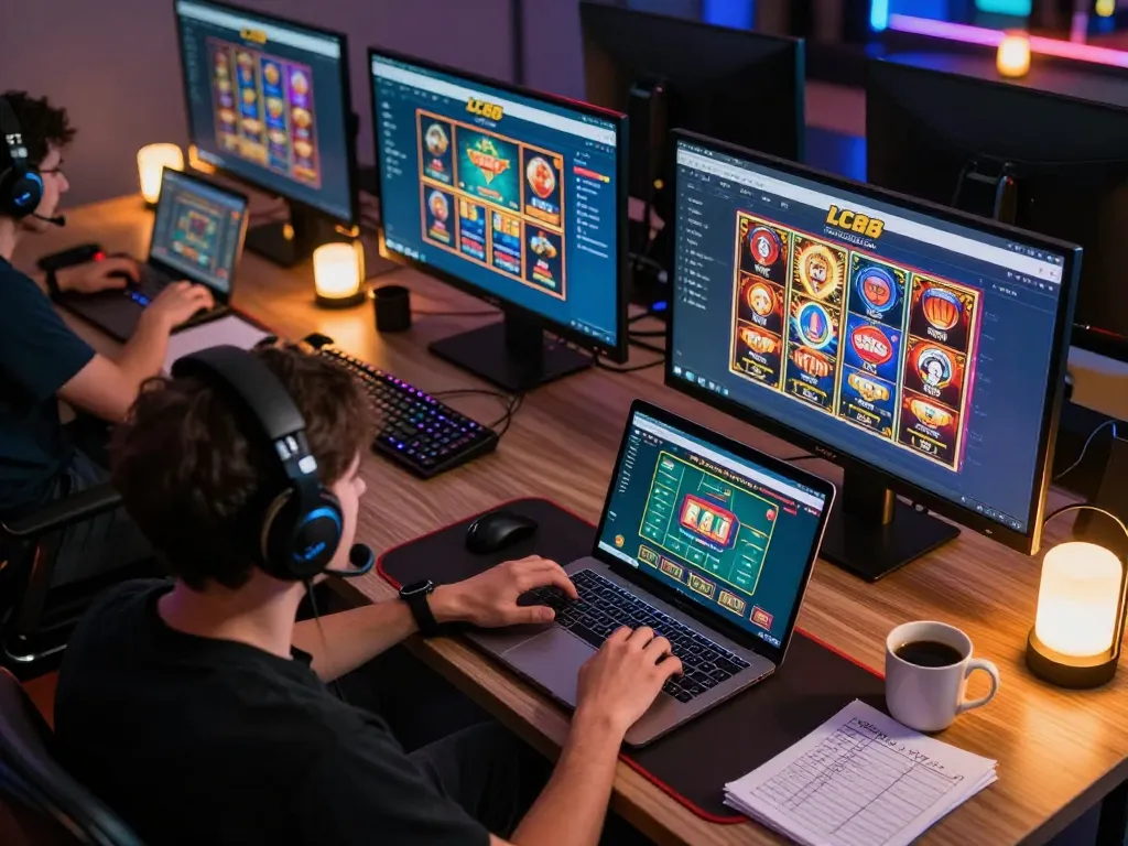 Engaging online gaming with LC88 interface showing slots and poker games.