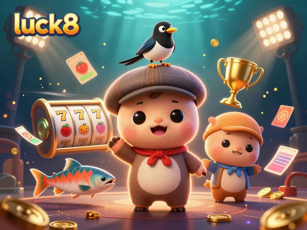 Engage with luck8 at a casino-themed illustration featuring a playful Loch Ness monster