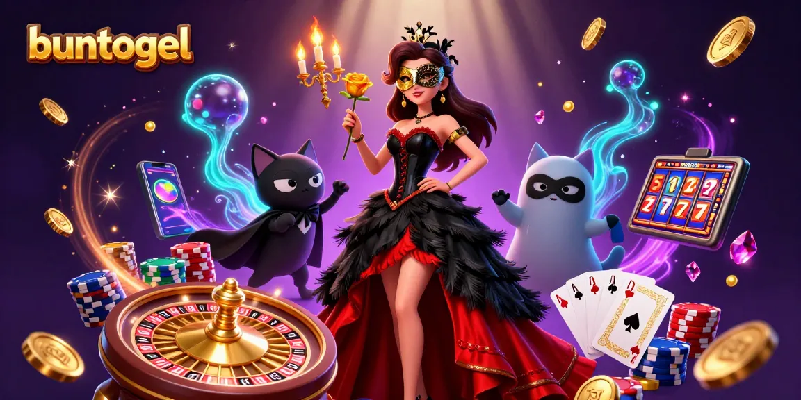 Experience thrilling gameplay with buntogel at a vibrant casino scene featuring dynamic characters and rich gambling elements.