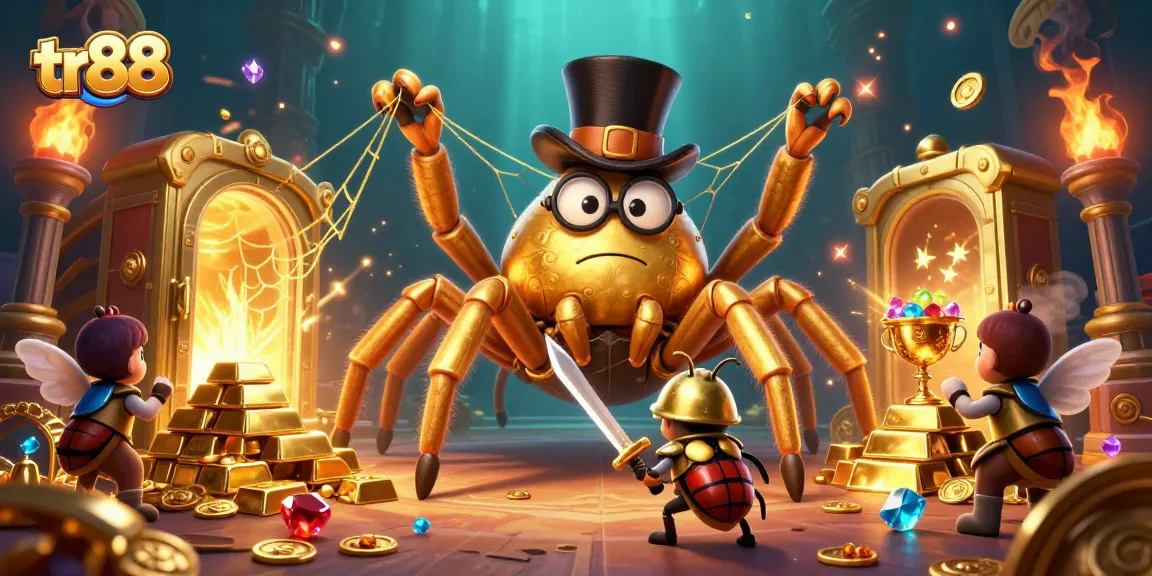 Experience golden adventures at tr88, featuring a vibrant casino scene with unique characters.