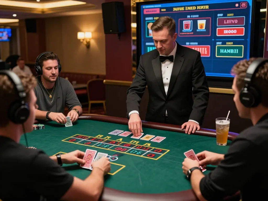 Live dealer blackjack game screen on sunwingo showcasing player engagement and strategy in a luxurious setting