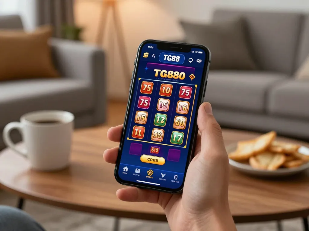 Engaging scene of users tải game tg88 on mobile app while enjoying snacks, illustrating online gaming experience.