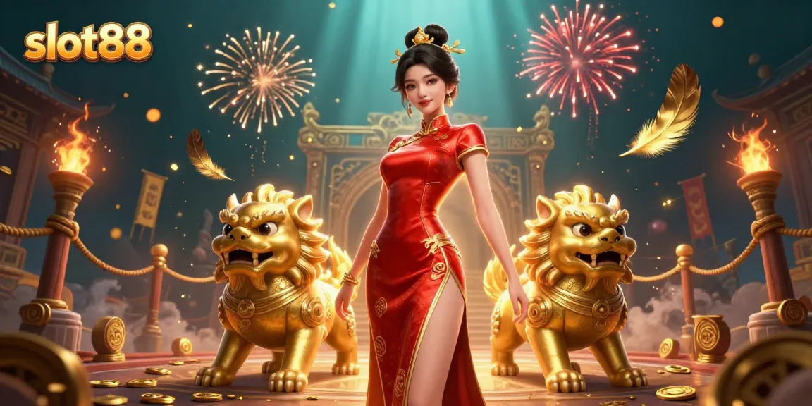 Experience thrilling gameplay with slot88 as glamorous characters celebrate amidst rich casino elements.
