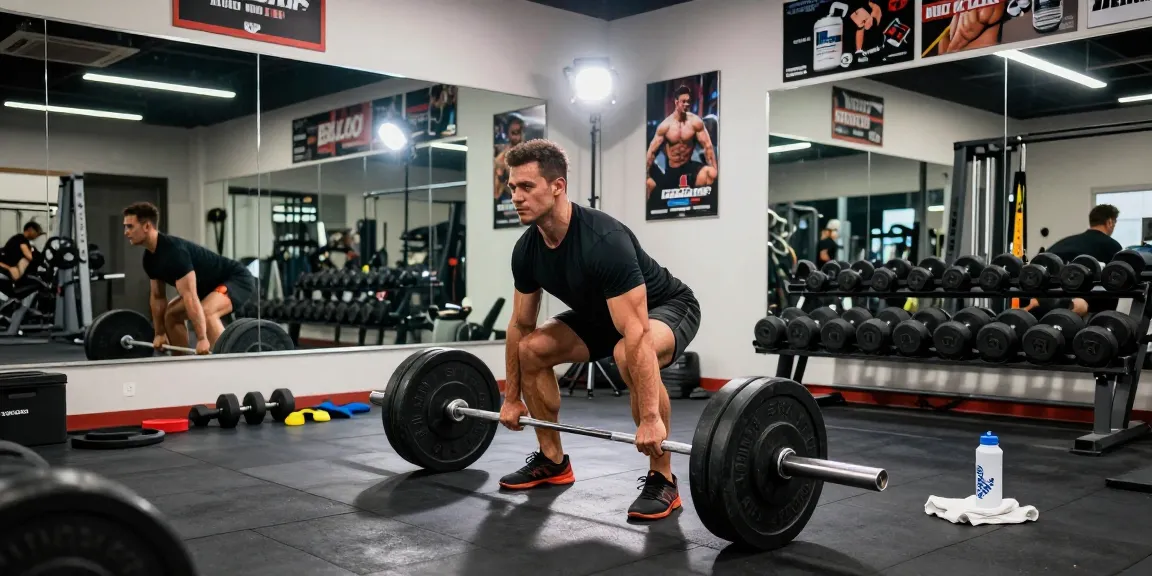 Bodybuilder lifting weights at Steroide Boutique gym, showcasing dedication and athletic performance.