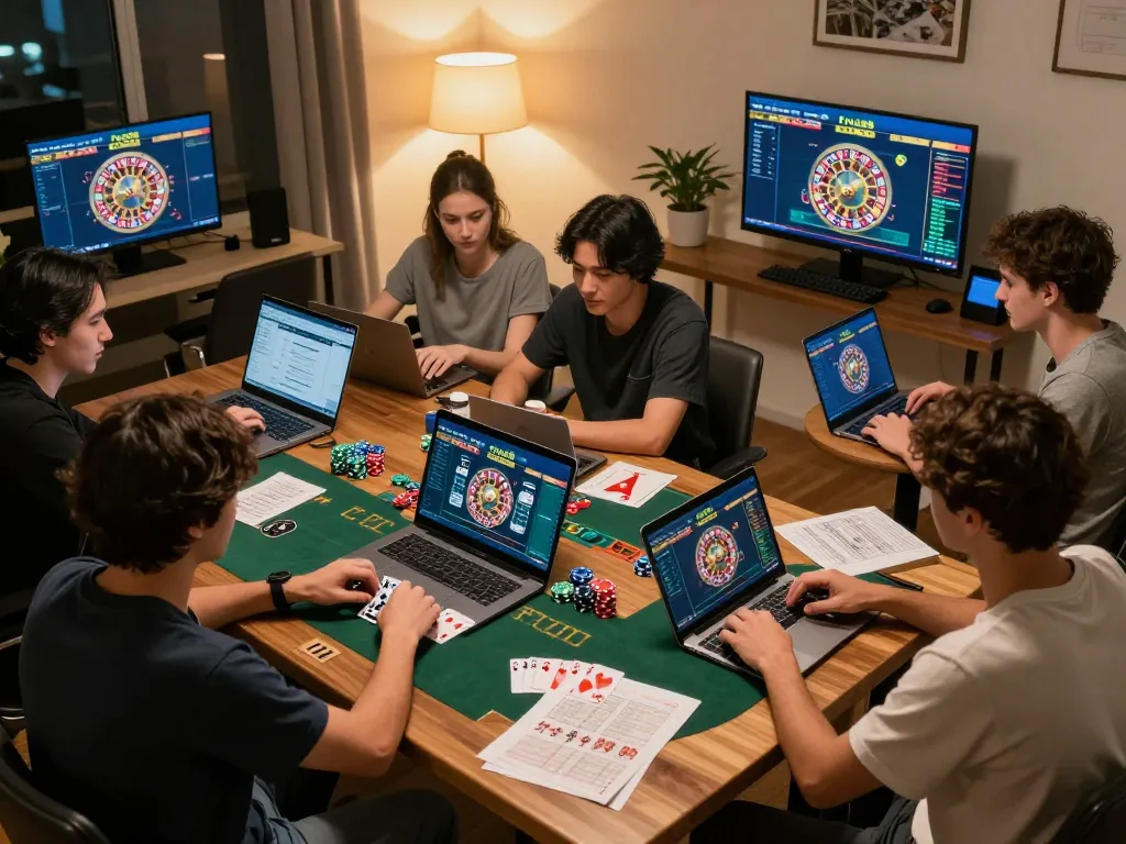 Players enjoying live dealer games at home using the Five88 online casino platform, emphasizing excitement and strategy.
