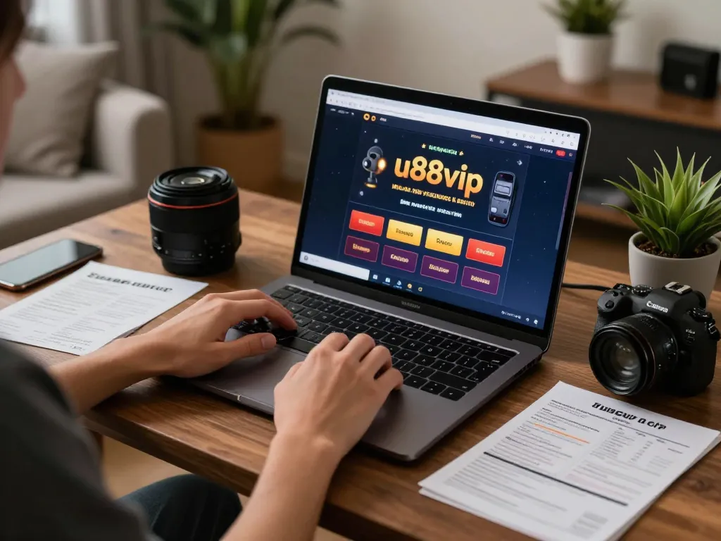 User engaging with the uu88vip online casino interface on a laptop, highlighting strategic gameplay.