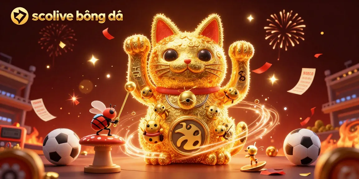 Bet on socolive bóng đá with stunning visuals of a giant lucky cat sparking sports excitement.