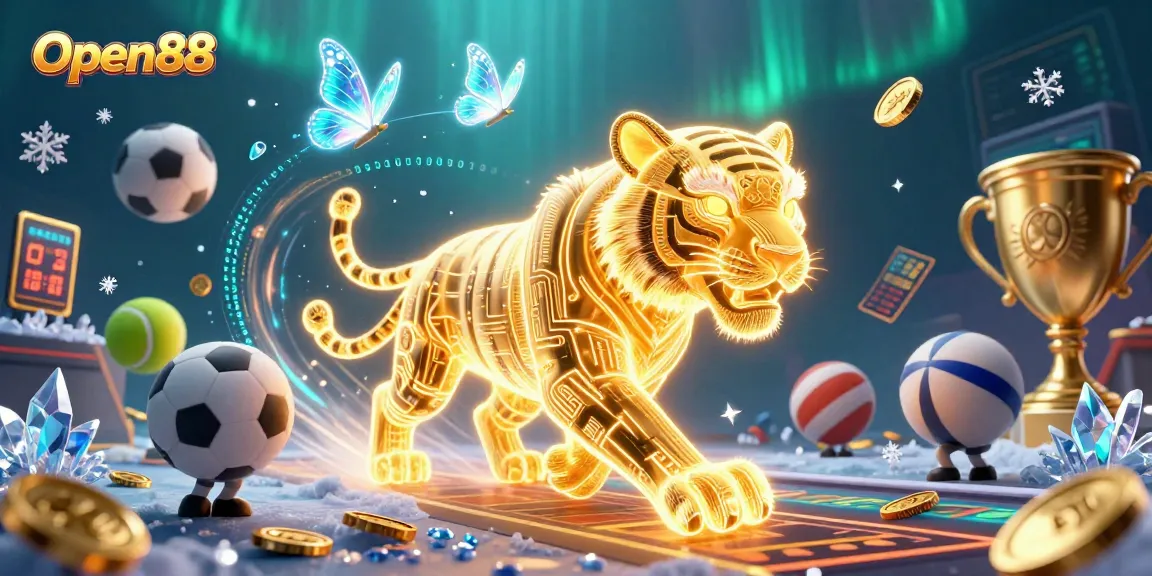 Experience thrilling gaming adventures at Open88 with neon-wireframe elements highlighting exciting casino action.