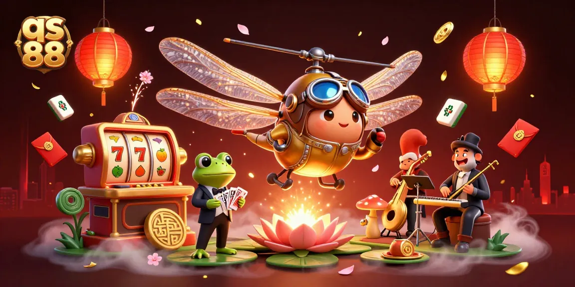 Engage with exciting gambling action at qs 88 with vibrant 3D dragonfly casino illustration.