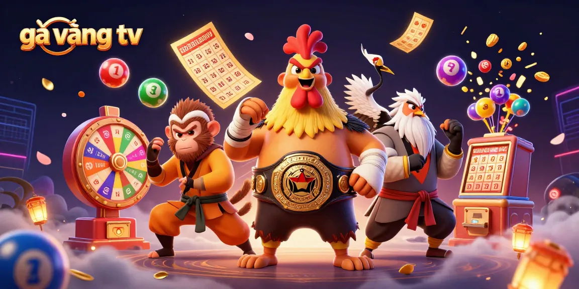 Engage with gà vàng tv through vibrant lottery action featuring 3D cartoon characters and dynamic game elements.