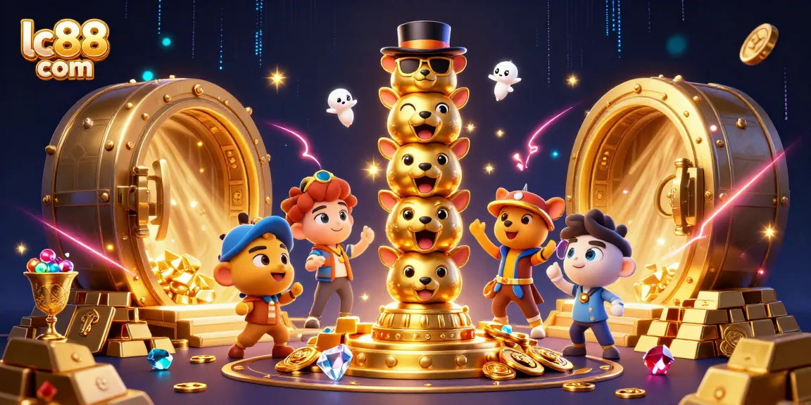 Experience immersive gaming at lc88 com with dynamic animated totem and overflowing treasure.