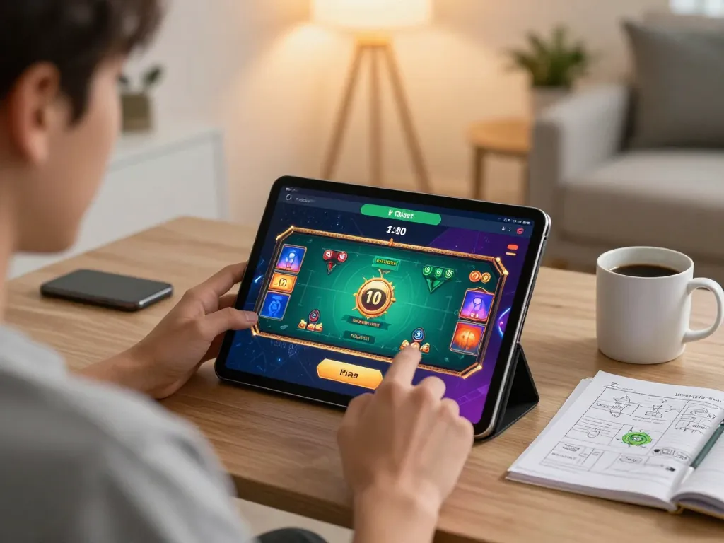 Player enjoying the Oxbet online casino app on a tablet, showcasing engaging casino gameplay