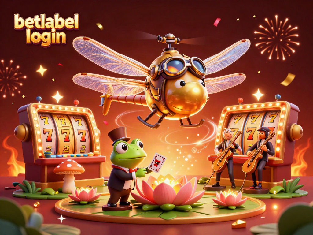 Engage in thrilling gameplay with BetLabel login as the dragonfly pilot hovers over the casino, delivering excitement.