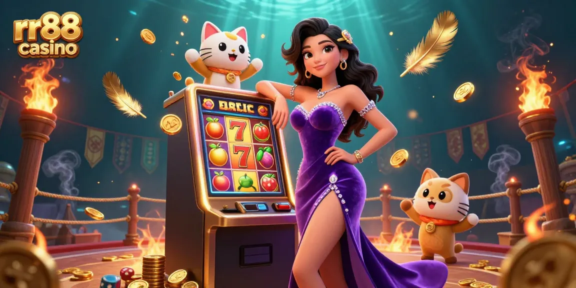 Win big at rr88 casino with a stunning scene of jackpot excitement and vibrant gaming elements.