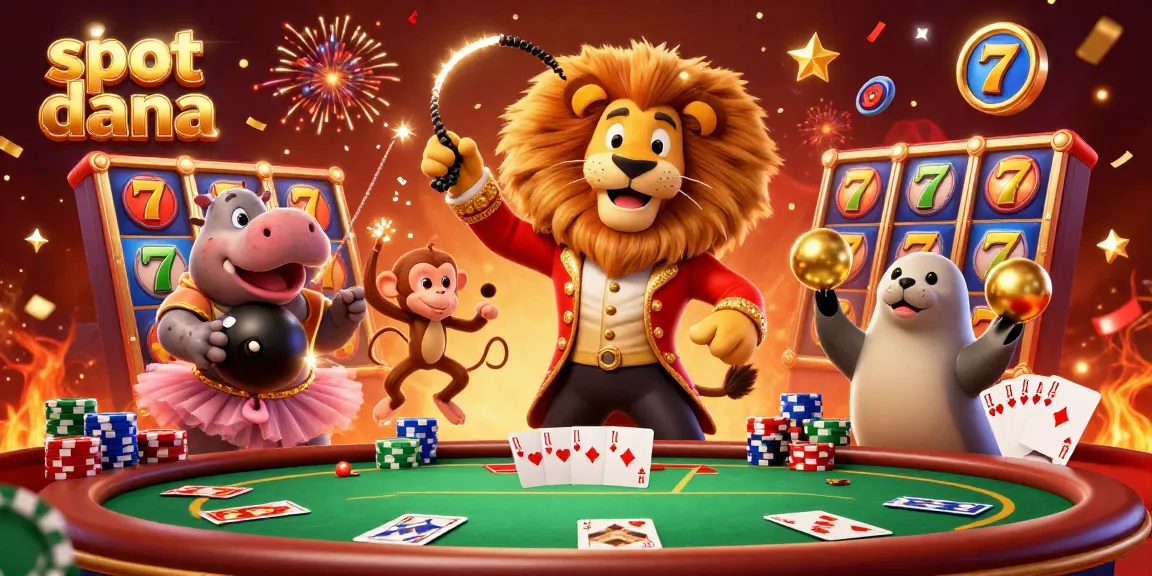Experience thrilling gameplay with slot dana in this vibrant 3D circus-like casino illustration featuring lively characters and engaging elements.