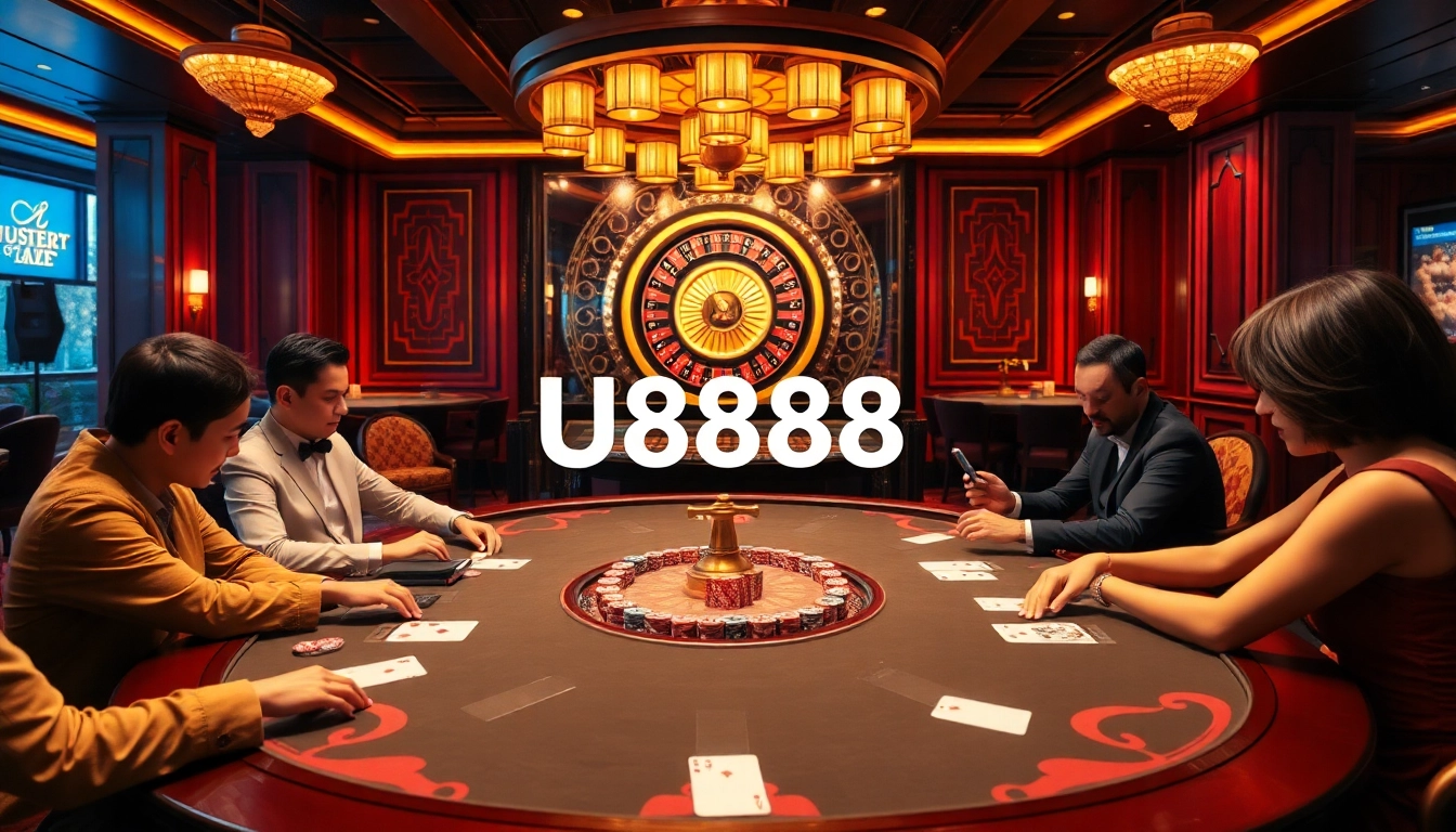 Engaging poker game setup at U8888 casino featuring chips and cards.