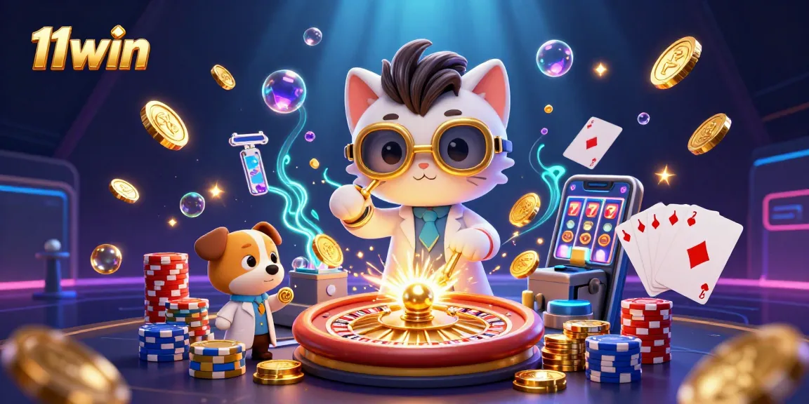 Play and win with 11win's interactive casino experience featuring jackpot reels and vibrant game elements.