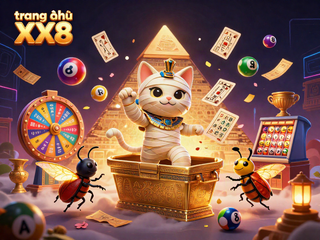 Experience the thrill at trang chủ XX8 with an Egyptian mummy cat unleashing a treasure casino.