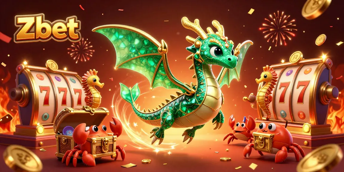 Zbet offers exciting gameplay with a vibrant casino scene featuring a sea dragon, treasures, and festive elements.