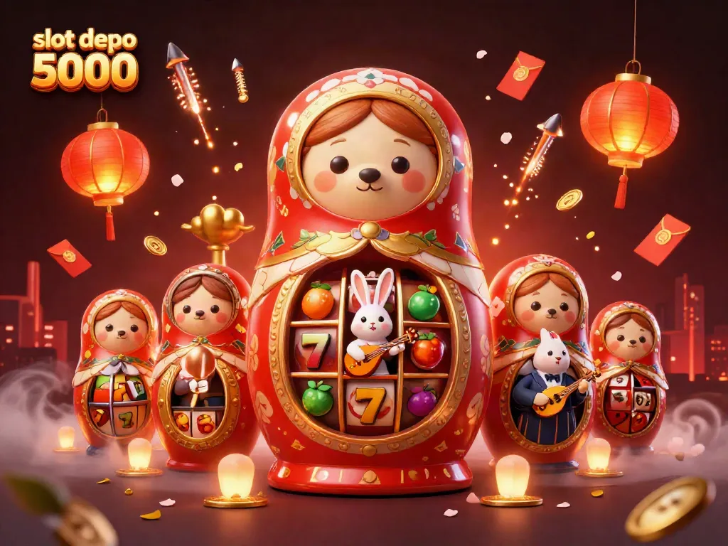 Experience the thrill of slot depo 5000 with vibrant casino characters and festive elements