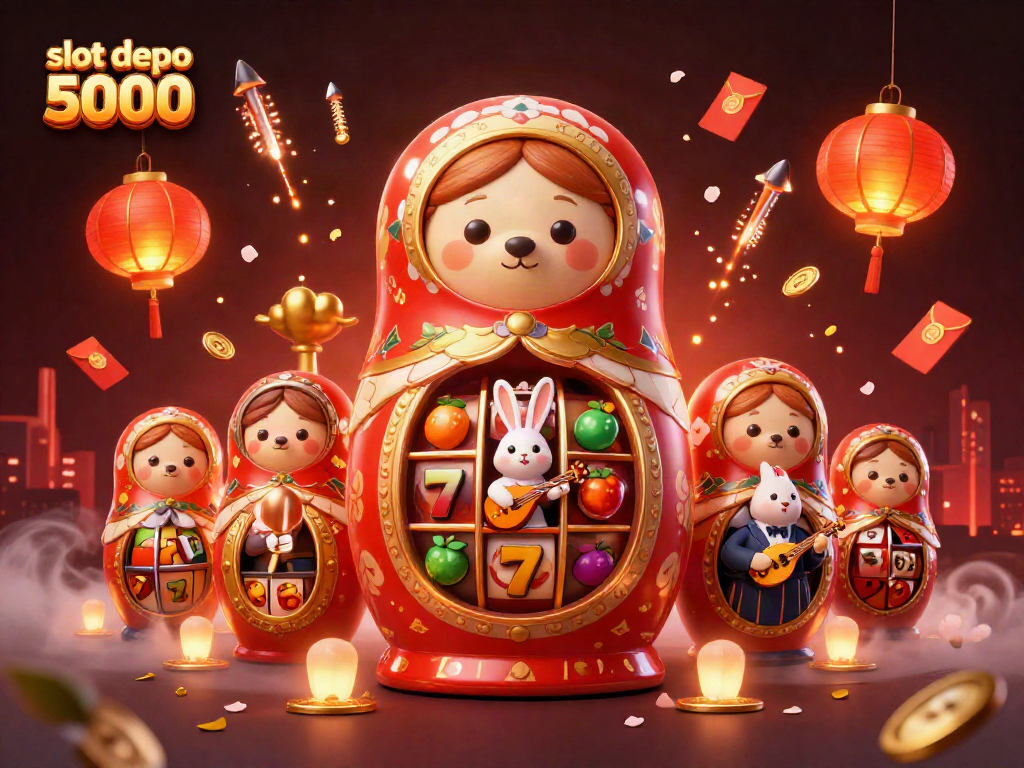 Experience the thrill of slot depo 5000 with vibrant casino characters and festive elements