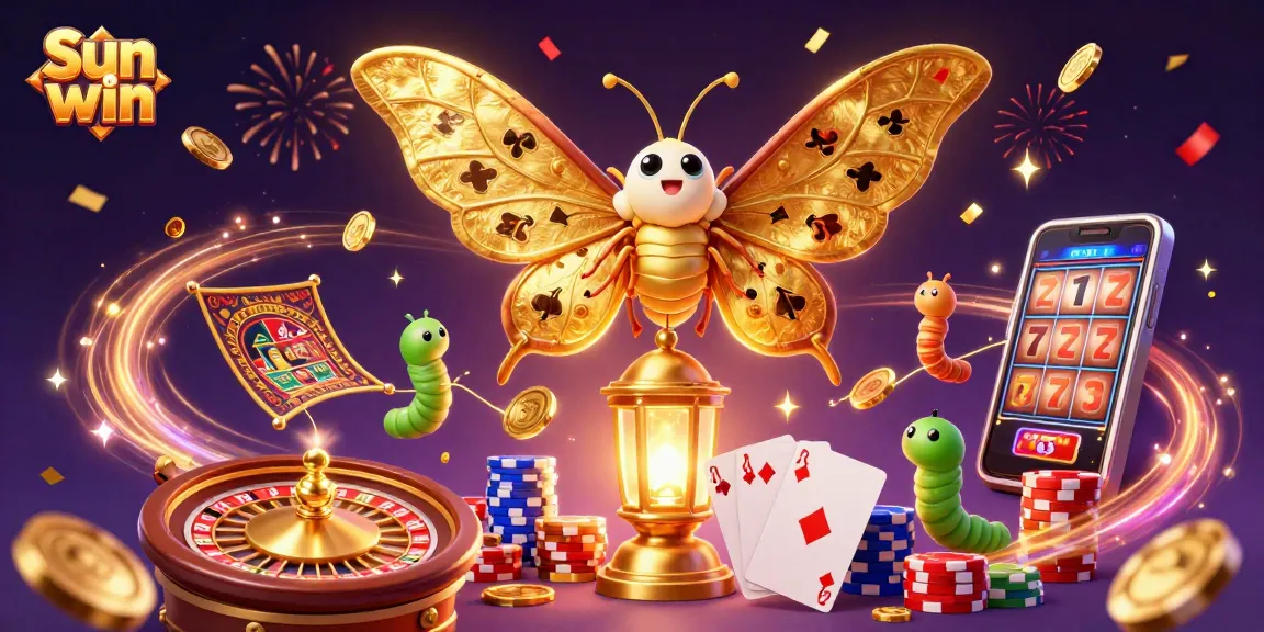 Experience Sun win with a dynamic 3D scene of casino excitement and vibrant gaming elements.