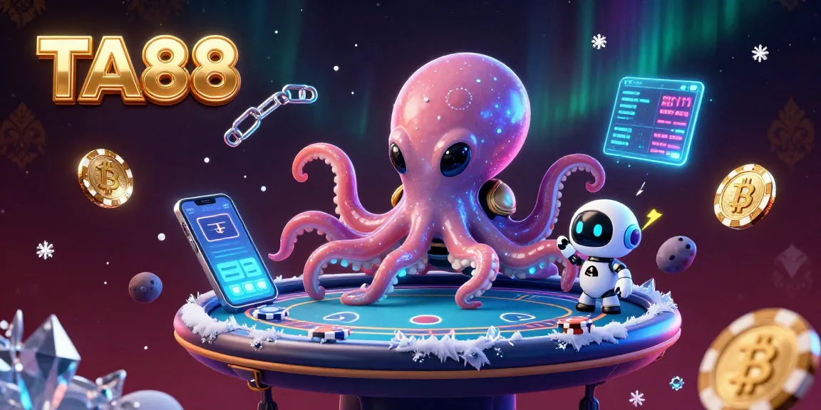 Engage in thrilling gaming at TA88 with an alien octopus dealer at a futuristic poker table.