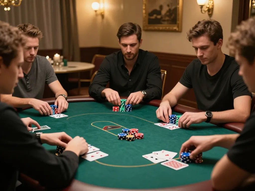TT88 lừa dảo discussion during an engaging poker night with friends, showcasing the thrill of strategy and gameplay