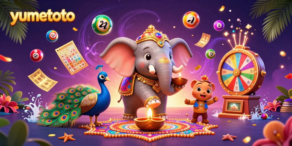 Engage with yumetoto's vibrant lottery scene featuring bouncing colorful balls and a lively atmosphere.