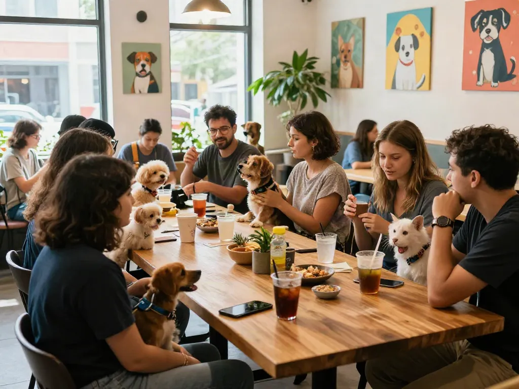 Engaging moments at a pet gathering showcasing rokok88 alternatif community sharing experiences.