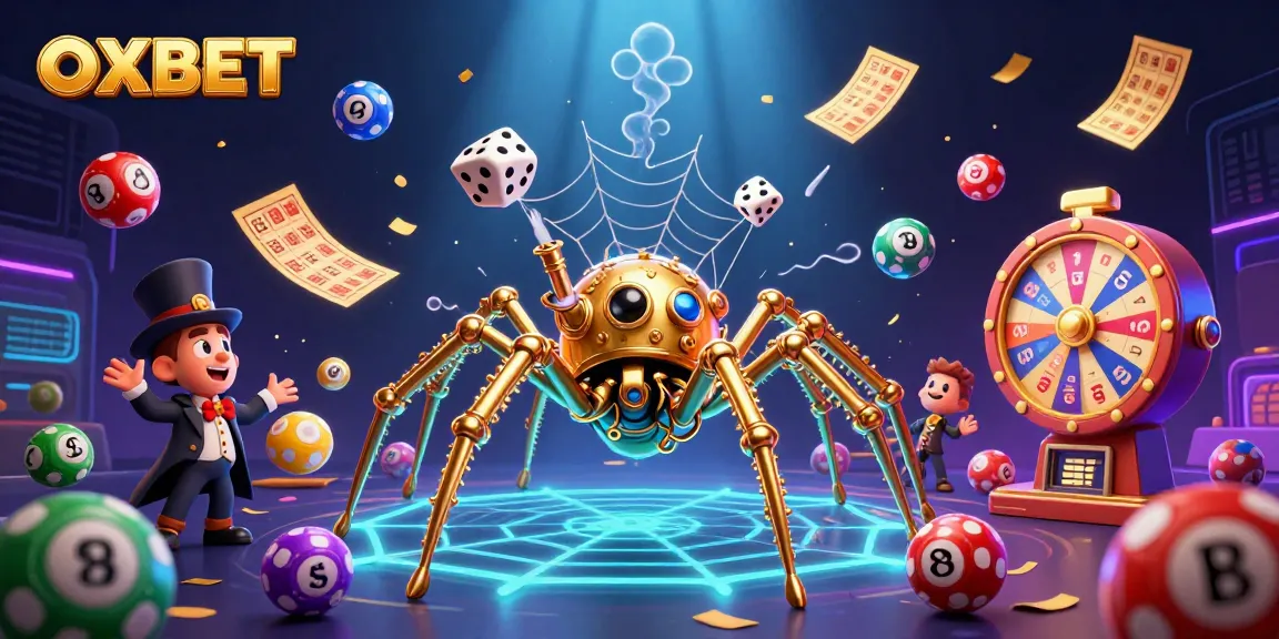 Playing OXBET with excitement in a rich casino illustration full of games and vibrant colors.