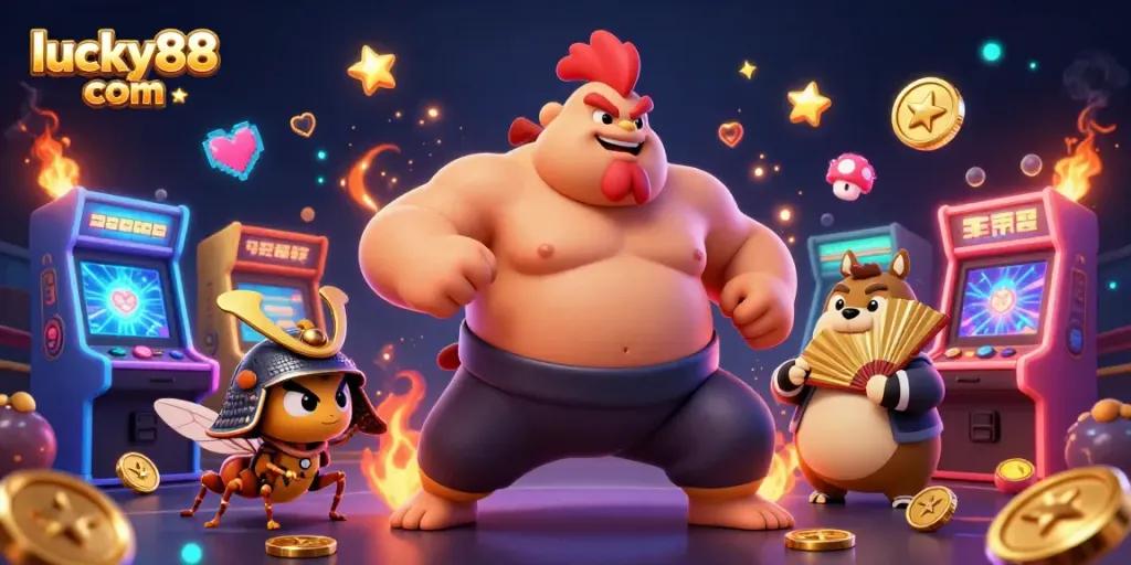 Experience dynamic gameplay at lucky88 com with colorful 3D elements and engaging gambling characters.