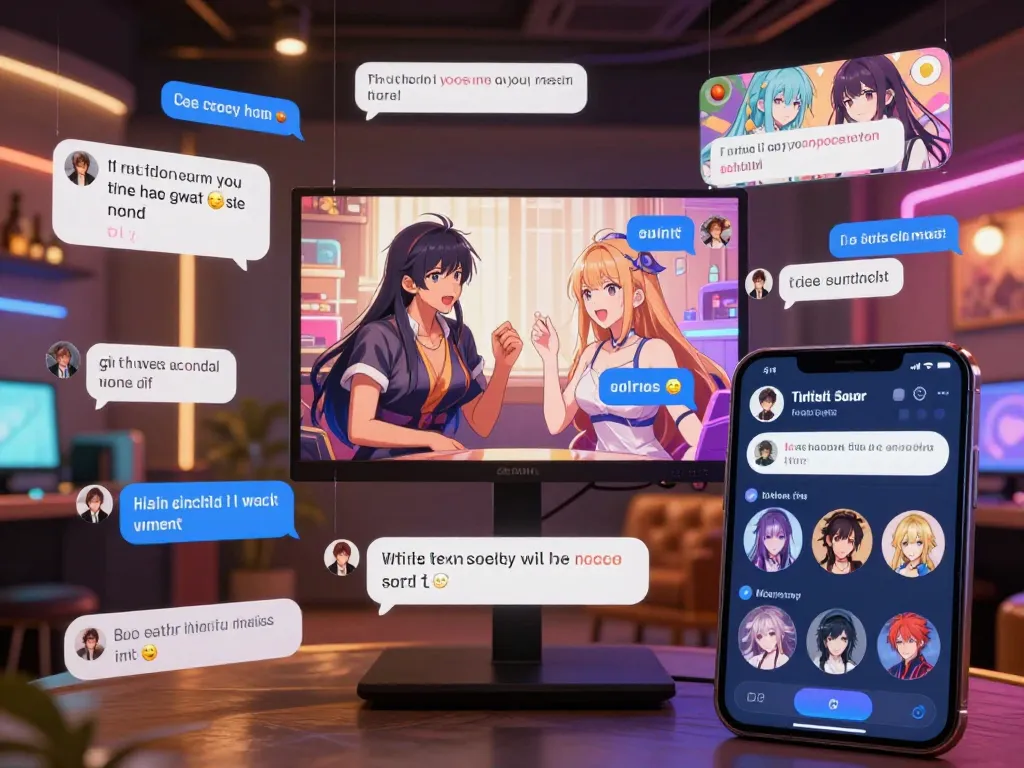 Engaging hentai ai chat experience with vibrant characters and playful dialogue in a dynamic digital setting.