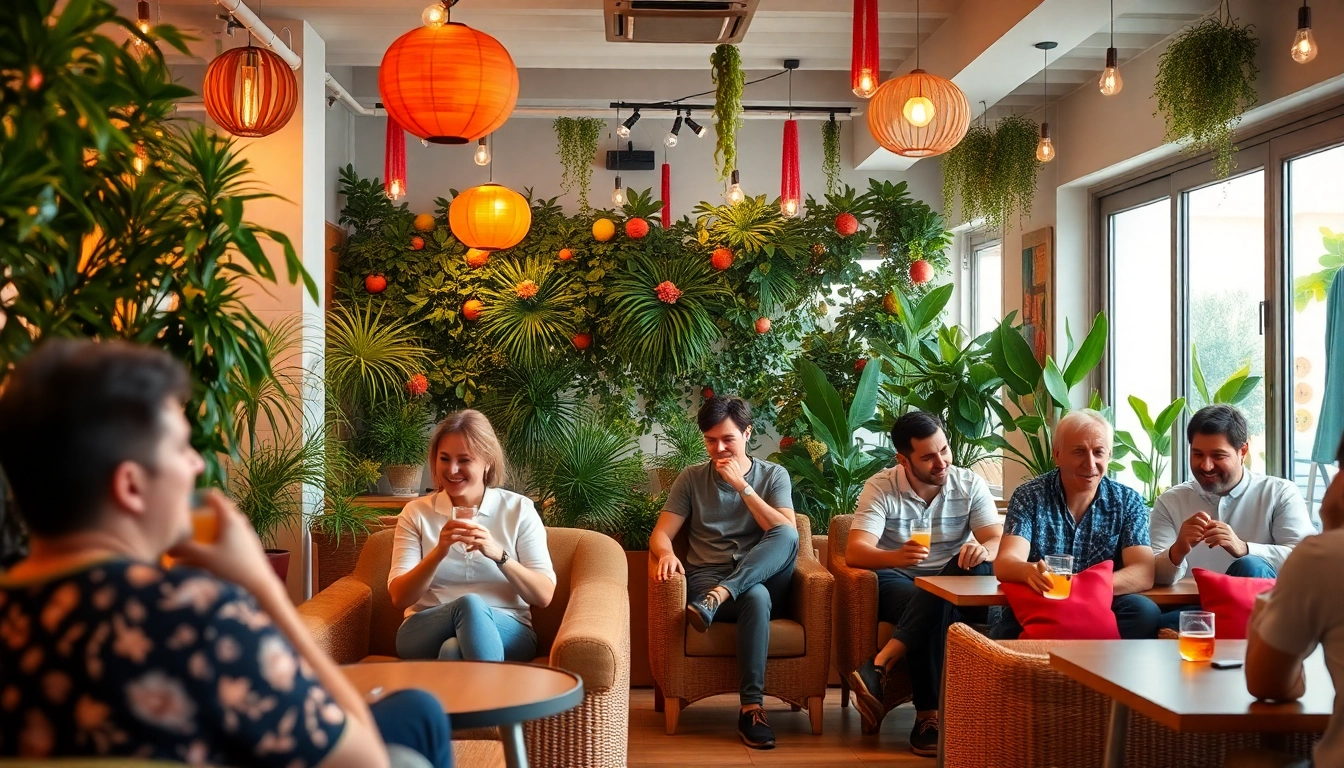 Erlebe den Social Club Lloret de Mar in einer einladenden, lebhaften Umgebung mit gemütlichen Sitzbereichen.