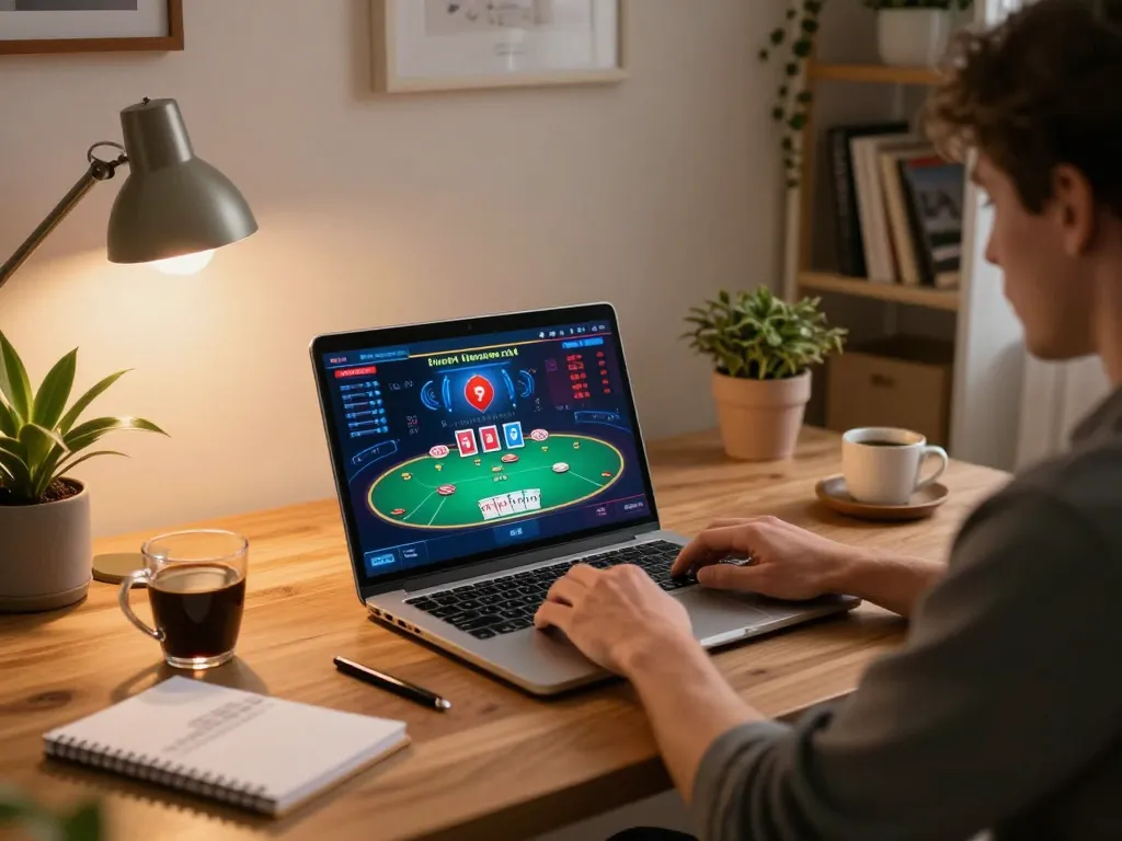 Enjoy exciting strategy at the online casino, sunwin gaming setup showcasing a real-time poker interface.