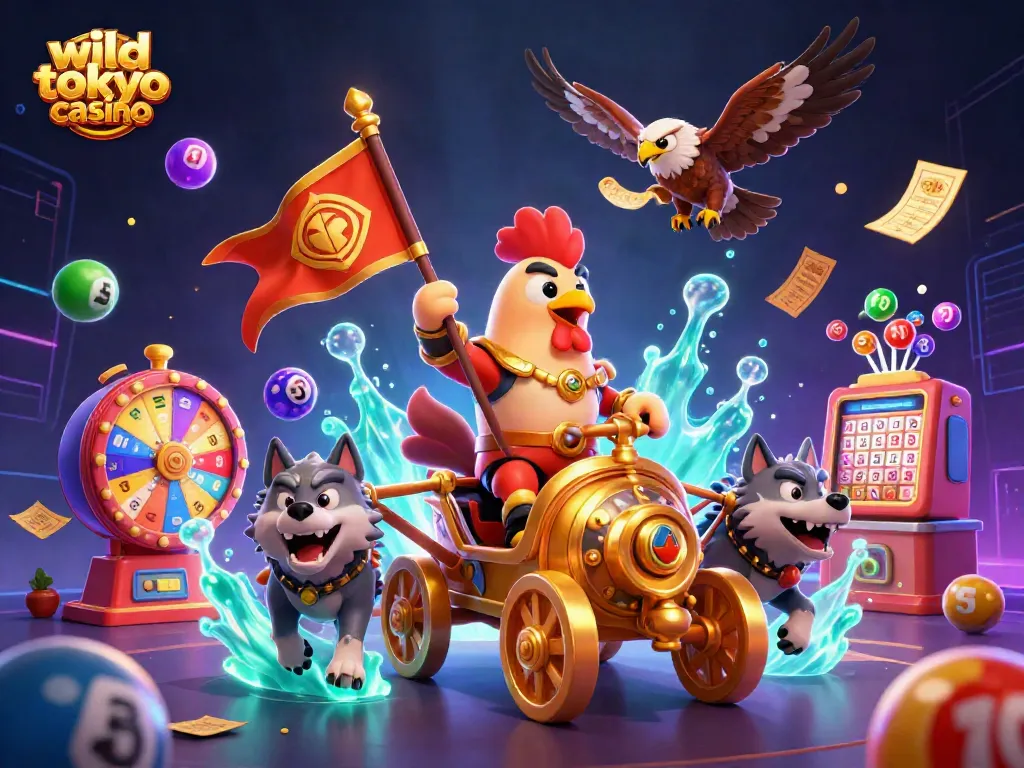 Engage in thrilling gameplay at wild tokyo casino with dynamic elements like spinning wheels and lottery balls.