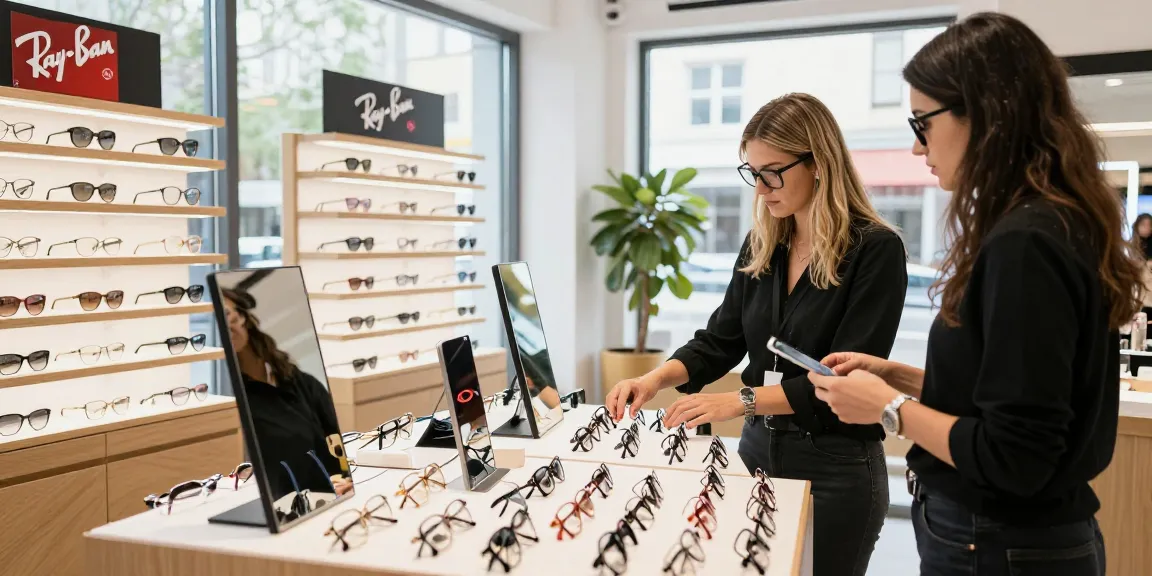 Cliente explorando lentes de grau elegantes na Ótica FagLux, mostrando estilo e qualidade.