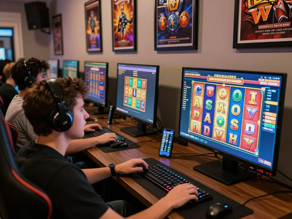 Nohu90 online casino scene showcasing players engaging in vibrant slot games and live bets.