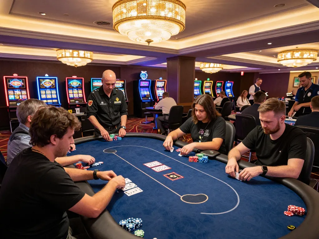Players engaging in an exciting poker tournament at 98win casino.