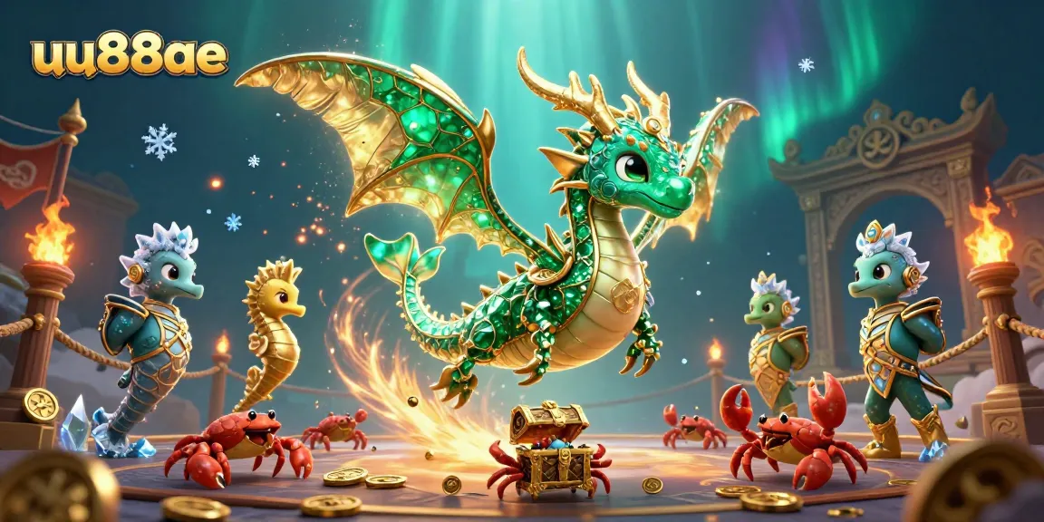 Engage with uu88ae's captivating underwater casino adventure featuring a sea dragon and treasure.